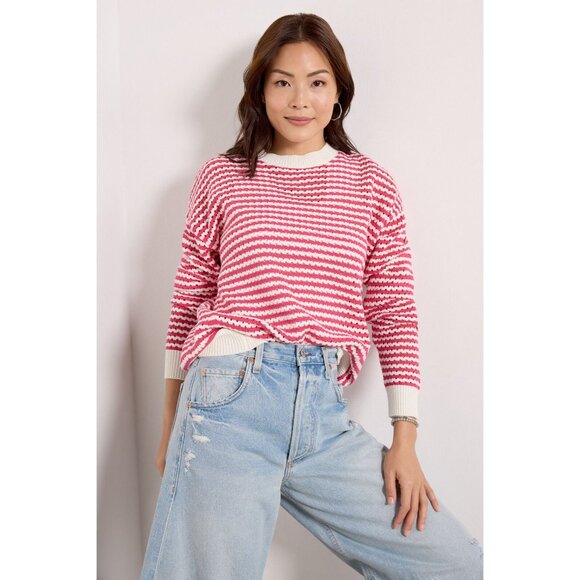 Spiritual Gangster Pink & Ivory Stripe Sweater - Picture 3 of 7